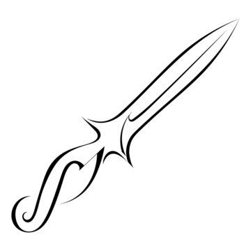 Black silhouette tattoo knife on a white background