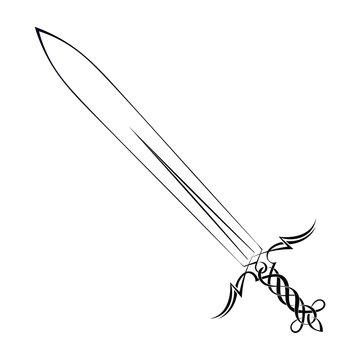 Tattoo sword on a white background