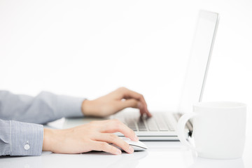 Lady typing on laptop