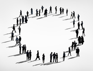 Silhouette of a Business Connection Circle