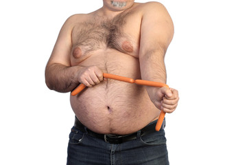 fat man and sausages