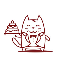 Character groom in a wedding suit line art