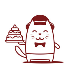 Musician character in costume, hat and bow tie line art