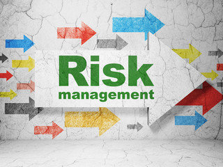 Business concept: arrow with Risk Management on grunge wall
