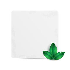 Sheet of paper for your text decorated with green leaves