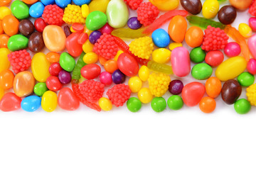 Different colorful fruit candy close-up
