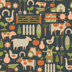 seamless pattern with farm related items