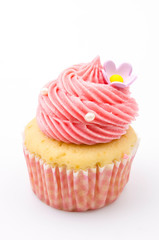 Vanilla cupcakes isolated white background