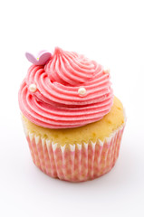 Vanilla cupcakes isolated white background