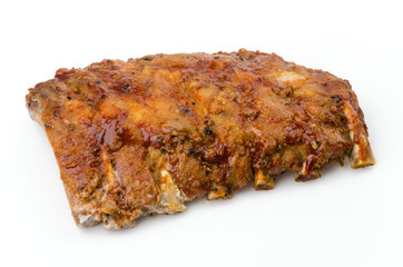 Ribs bbq pork isolated white background