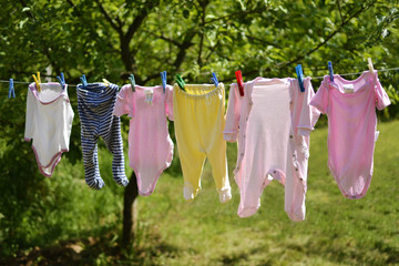 Baby clothes on the washing line