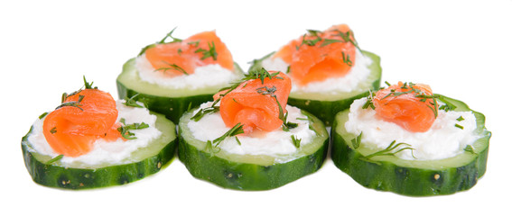 Delicious canapes isolated on white