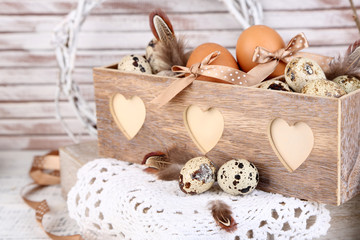 Beautiful Easter composition on wooden table