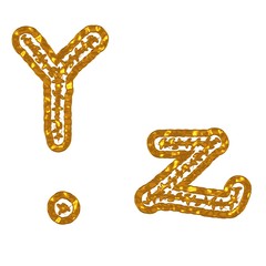 Y Z ,Buchstaben,Crandall, Gold
