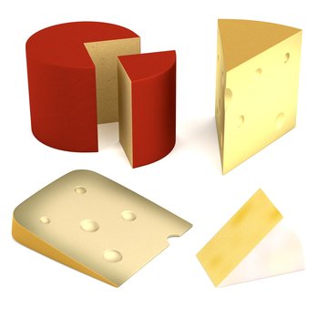 realistic 3d render of cheeses set