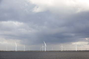 wind turbines and cloudy sky