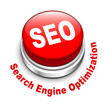 3d illustration of shiny seo (search engine optimization) button