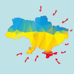 Annexation Crimea from Ukraine.Map from triangles