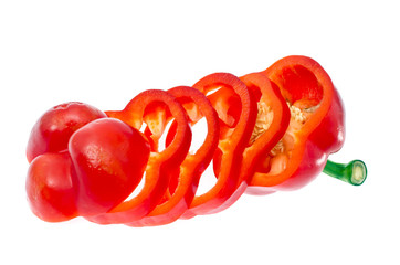 Colored Fresh Sweet Pepper Isolated on White Background