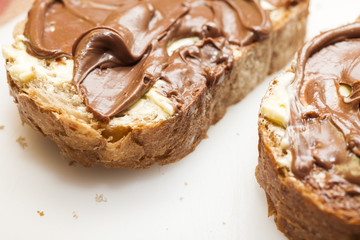 Bread with chocolate cream
