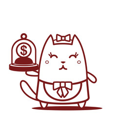 Character maid apron with a bow line art