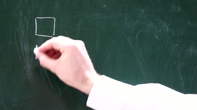 Eine M&auml;nnerhand schreibt Ja Nein Vielleicht auf eine Tafel