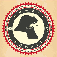 Vintage label-sticker cards of Kuwait.