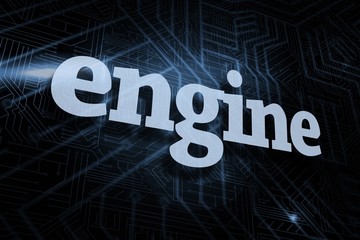 Engine against futuristic black and blue background