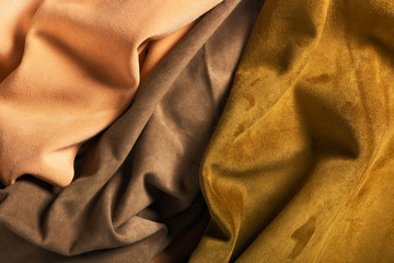 Three part of folded suede 