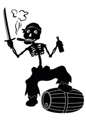 Jolly Roger skeleton, black silhouettes