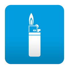 Etiqueta tipo app azul simbolo mechero