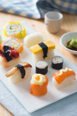 sushi served on a plate