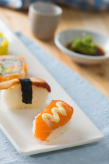 sushi served on a plate