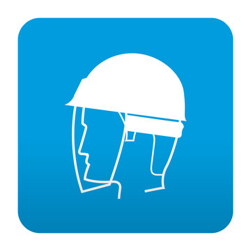 Etiqueta tipo app azul simbolo proteccion para ojos