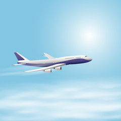 Fototapeta na wymiar Illustration of airplane in the sky