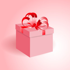Gift box with a red ribbon.