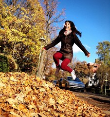 happy woman jumping - 62776585