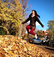 Foto op Plexiglas happy woman jumping © christianmutter