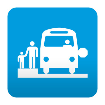 recommend clip art: Etiqueta tipo app azul simbolo autobus escolar