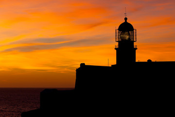 Lighthouse of Cabo Sao Vicente, Sagres, Portugal at Sunset