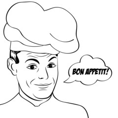 pop art man in cooker uniform