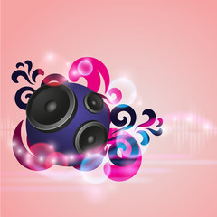 Abstract music background with round speakers