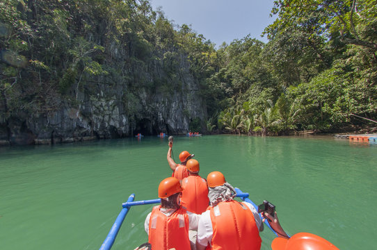 Boat Near Subterranean River. Puerto Princesa, Philippines