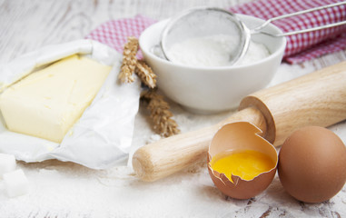 baking ingredients on a table