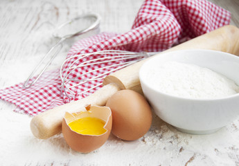 baking ingredients on a table