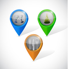 restaurant, bars and party pointer illustration