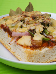 bread pizza topping on white background