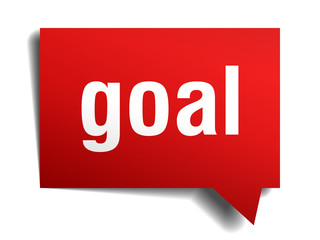 Goal red 3d realistic paper speech bubble