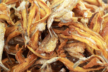 Fish fried in the market
