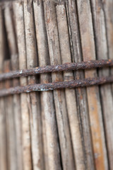 bamboo broomstick, close-up to texture of Thai bamboo broomstick